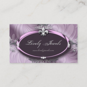 Cartão De Visita Elegante Jewelry Fashion Fleur de lis Purple Mauve
