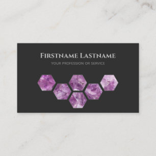 Cartão De Visita Elegante joalheira escura cinza violeta ametista h
