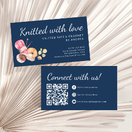 Cartão De Visita Elegante Knited with Love Handmade Yarn Crochet