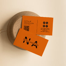 Elegante Laranja Queimado Código QR Logotipo Monog