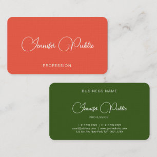 Cartão De Visita Elegante Laranja & Verde - Modelo