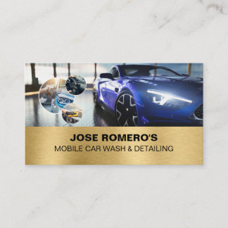 Cartão De Visita Elegante Lavagem Automóvel Azul Detailing Móvel