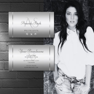 Cartão De Visita Elegante Light Silver Nobres Letters com Ouros