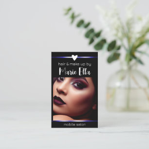 Cartão De Visita Elegante Linhas Azuis Negras Fotografia Código QR