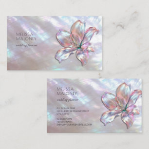 Cartão De Visita Elegante Lírio Iridescente Holográfico
