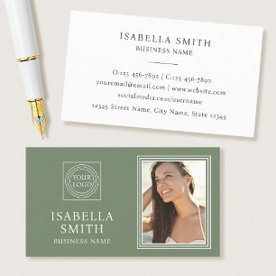 Cartão De Visita Elegante Logotipo de Foto Personalizado Profission
