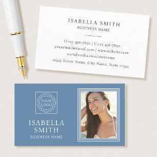 Cartão De Visita Elegante Logotipo de Foto Personalizado Profission