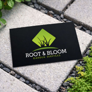 Cartão De Visita Elegante Logotipo de Grama Verde do Jardineiro Min
