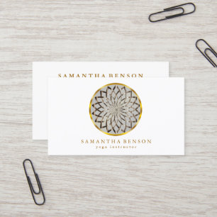 Cartão De Visita Elegante Logotipo de Lótus Dourado Moderno Estilos