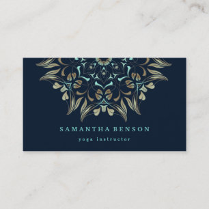 Cartão De Visita Elegante Logotipo de Lótus Dourado Yoga Meditação