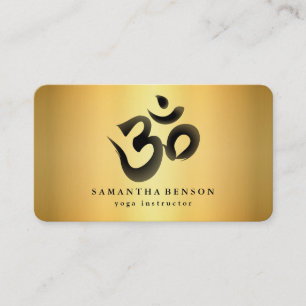 Cartão De Visita Elegante Logotipo Om Yoga Preto e Branco