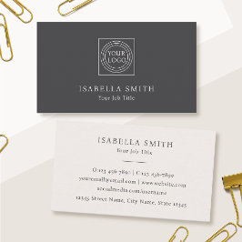 Cartão De Visita Elegante Logotipo Personalizado Minimalista Cinza 