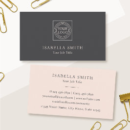 Cartão De Visita Elegante Logotipo Personalizado Minimalista Rosa B