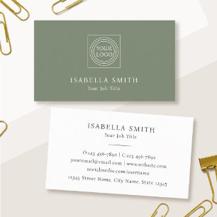 Cartão De Visita Elegante Logotipo Personalizado Minimalista Verde
