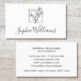 Cartão De Visita Elegante Logotipo Personalizado Moderno Branco Scr