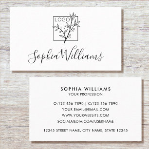 Cartão De Visita Elegante Logotipo Personalizado Moderno Branco Scr