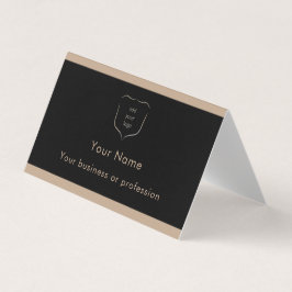 Cartão De Visita Elegante Logotipo Preto e Bege Código QR Profissio