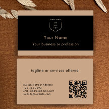 Elegante Logotipo Preto e Bege Código QR Profissio