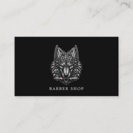 Cartão De Visita Elegante Loja de Barbeiro Pólo de Barbeiro Lobo Pr