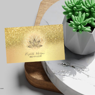 Cartão De Visita Elegante Lótus Brilho Confete Purpurina 