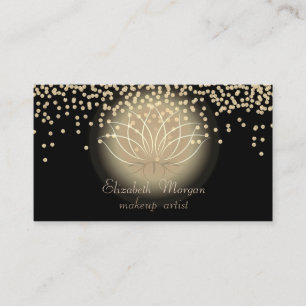 Cartão De Visita Elegante Lotus com Diamantes Pretos Brilhantes e S