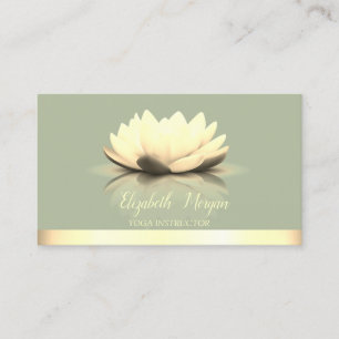 Cartão De Visita Elegante Lotus Dourado Resfriado Listra Ioga Verde