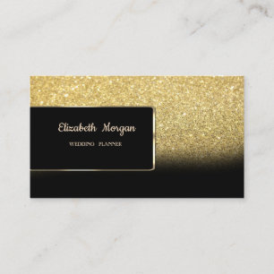 Cartão De Visita Elegante Luxo Dourado Glitter Bokeh Ombre