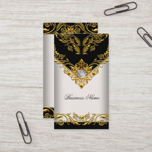 Cartão De Visita Elegante Luxo Elite Dourado Creme Preto sobre Dour