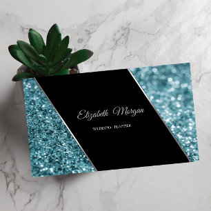 Cartão De Visita Elegante Luxo Estiloso Brilho Azul Bokeh