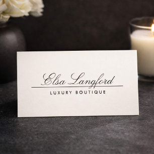 Cartão De Visita Elegante Luxo Marfim Designer de Boutique