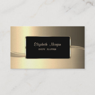 Cartão De Visita Elegante Luxo Sofisticado, Dourado, Moldura