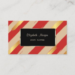 Cartão De Visita Elegante Luxo Sofisticado,Listrado,Vermelho,Preto,