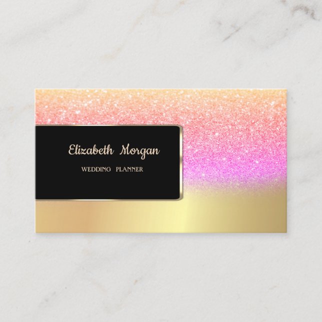 Cartão De Visita Elegante Luxúria Glitter Dourado Bokeh (Frente)