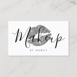 Cartão De Visita Elegante Makeup Typografia Lábios Negra