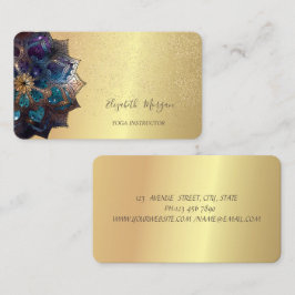 Cartão De Visita Elegante Mandala Moderna Confete Dourado Ioga