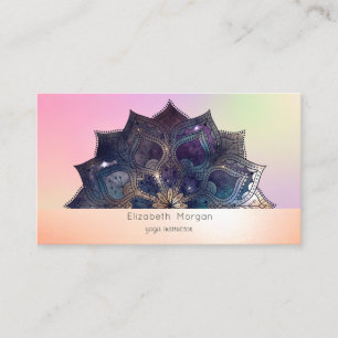 Cartão De Visita Elegante Mandala Moderno Colorido Holográfico