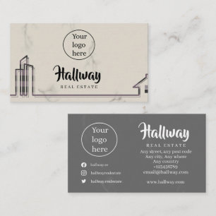 Cartão De Visita Elegante Marble Background Imóveis