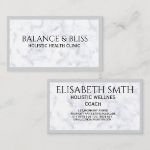 Cartão De Visita Elegante Marble Wellness & Coaching Professional