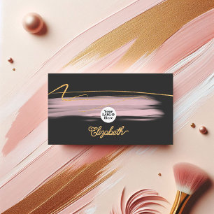 Cartão De Visita Elegante Marca Comercial Rosa e Dourado Moderna
