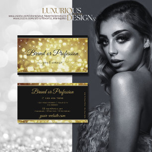 Cartão De Visita Elegante Marrom Dourado Brilhante Stars Black and 