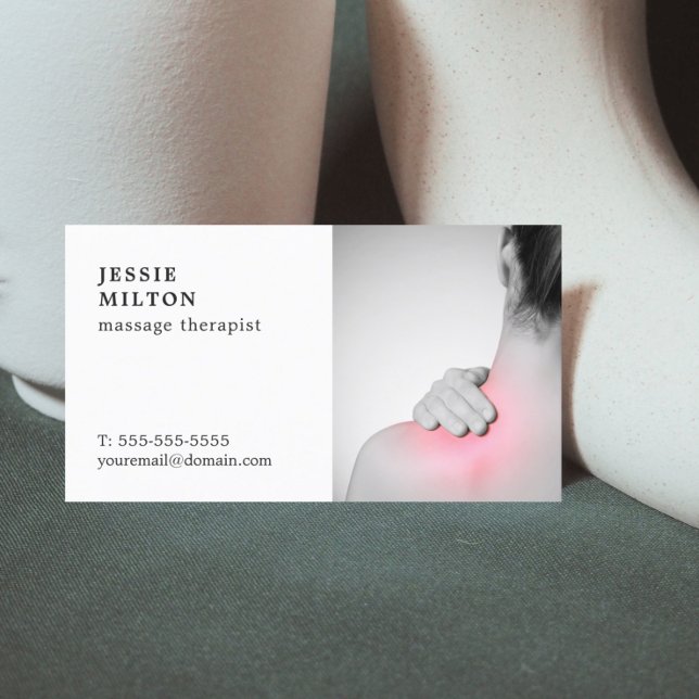 Cartão De Visita Elegante Massage Therapist com foto (Criador carregado)
