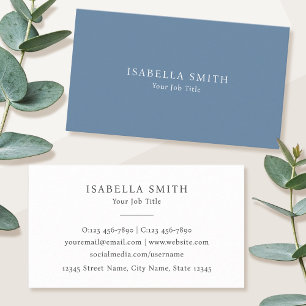 Cartão De Visita Elegante Minimalista Azul Branco Sofisticado