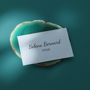 Cartão De Visita Elegante Minimalista Azul com Nome em Letra de For