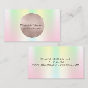 Cartão De Visita Elegante Minimalista Círculo Holográfico Dourado R