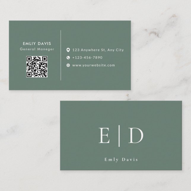 Cartão de Visita Elegante Minimalista com Código Q (Frente/Verso)