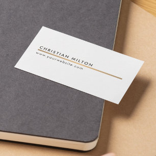 Cartão De Visita Elegante Minimalista Linha de Ouro Falso Branco Co