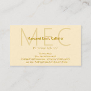 Cartão De Visita Elegante Minimalista Moderna Marfim Creme e Dourad