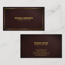 Elegante Minimalista Moldura Dourada Couro Marrom