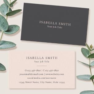 Cartão De Visita Elegante Minimalista Rosa Bege Cinza Sofisticada