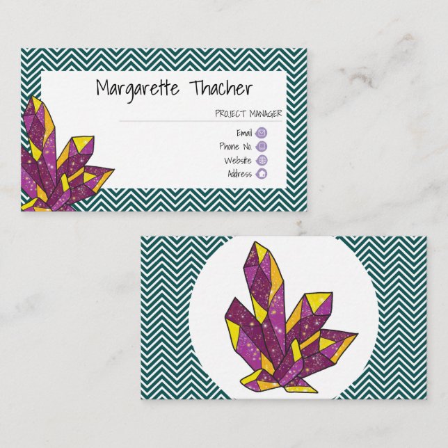 Cartão De Visita Elegante Mínimo de Cristal de Ametist Espumante (Frente/Verso)